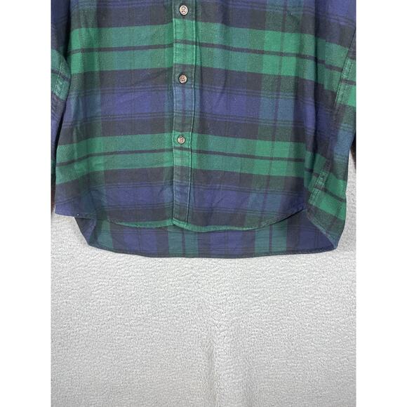 J. Crew Mens Shirt Size L Blue Green Slim Fit Elbow Patch Flannel Button Up - Picture 9 of 11